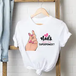 Tee Shirt Lady Letter Fingernail Nail Letter 90s Clothes Female T Women Top Short Sleeve Fashion Tshirt Summer Graphic T-shirts