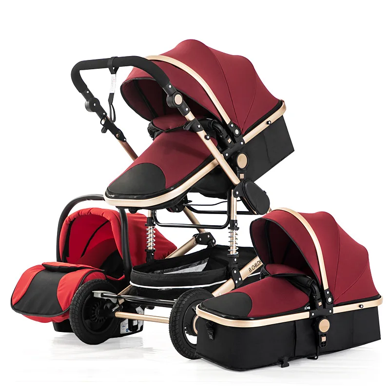 Luxury Stroller Baby 3 In 1 High Landscape  Pushchair Multifunctional  Car Seat And 