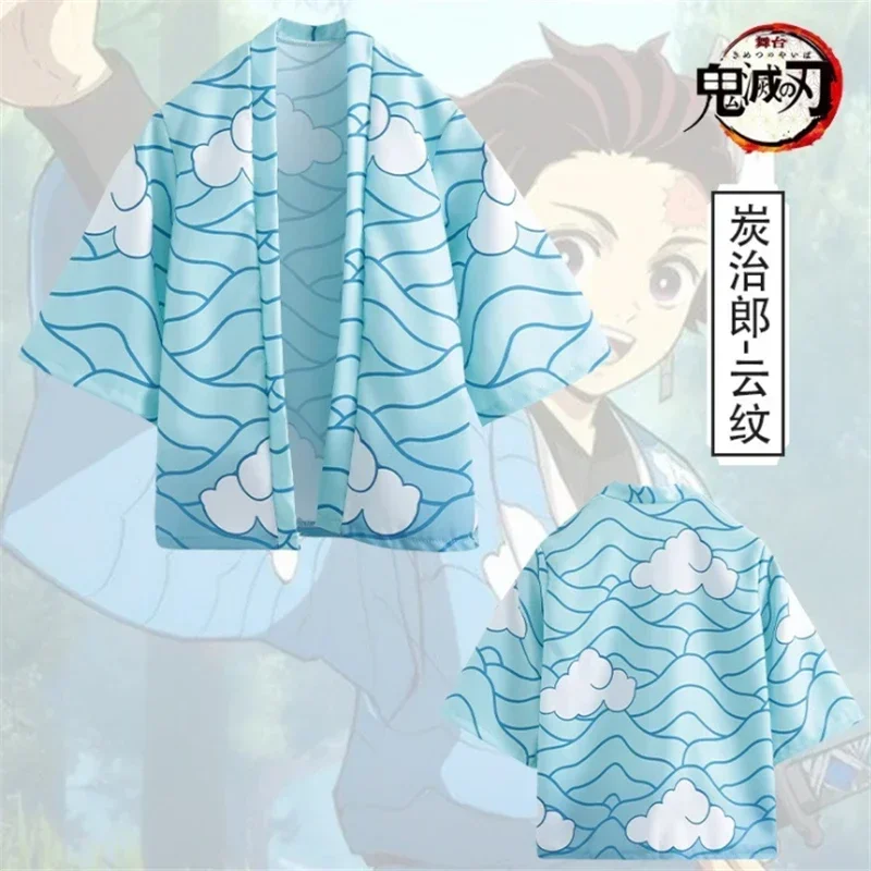 Demon Slayer Kimetsu no Yaiba drukowanie 3D Kimono Haori Yukata japońskie anime Cosplay Casual fajna odzież uliczna płaszcz Zenitsu Tanjir