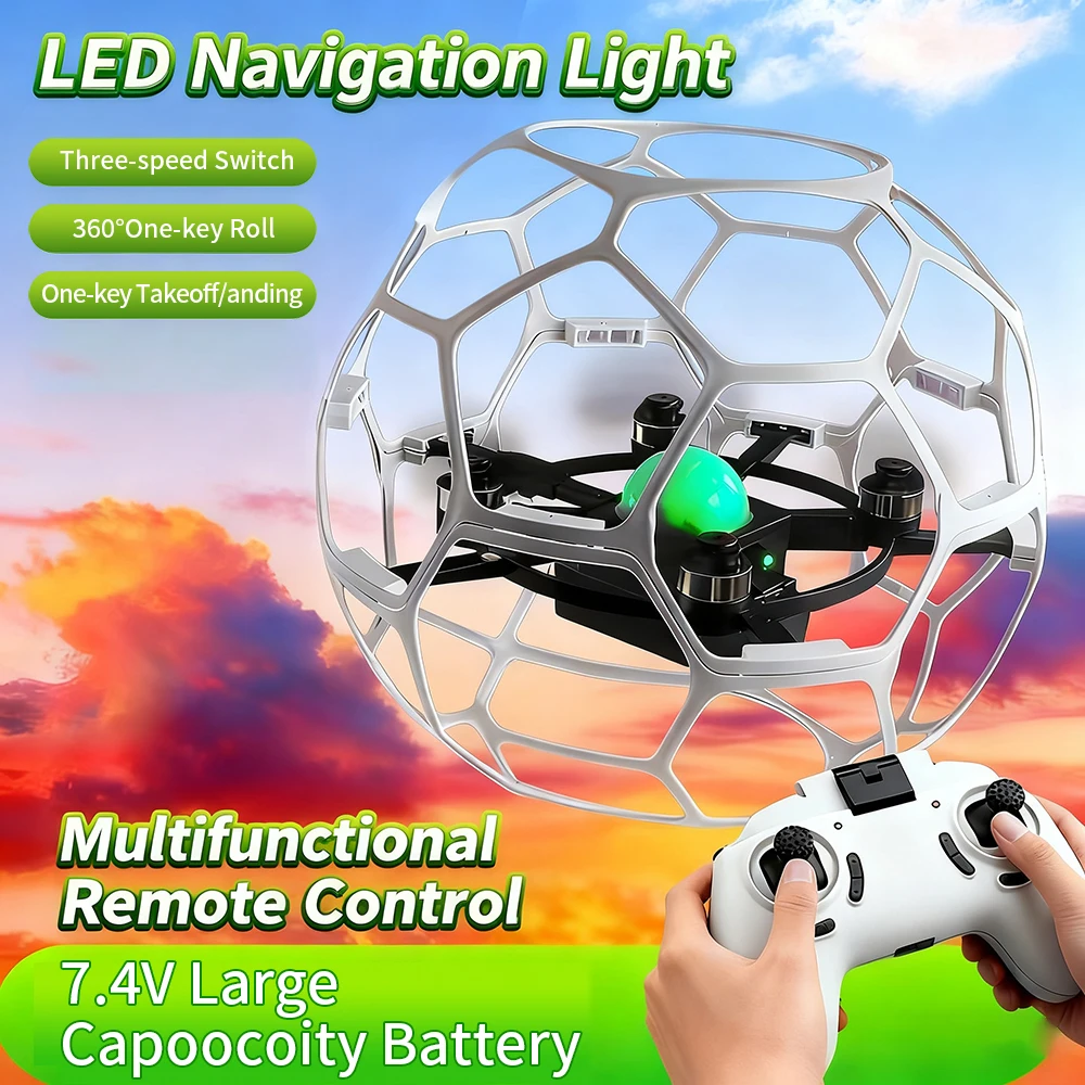 Remote Control Football Drone Kids Flight Training RC Drone Toys Pro Racing Drone with FPV Kids Quadcopter Halloween Gift
