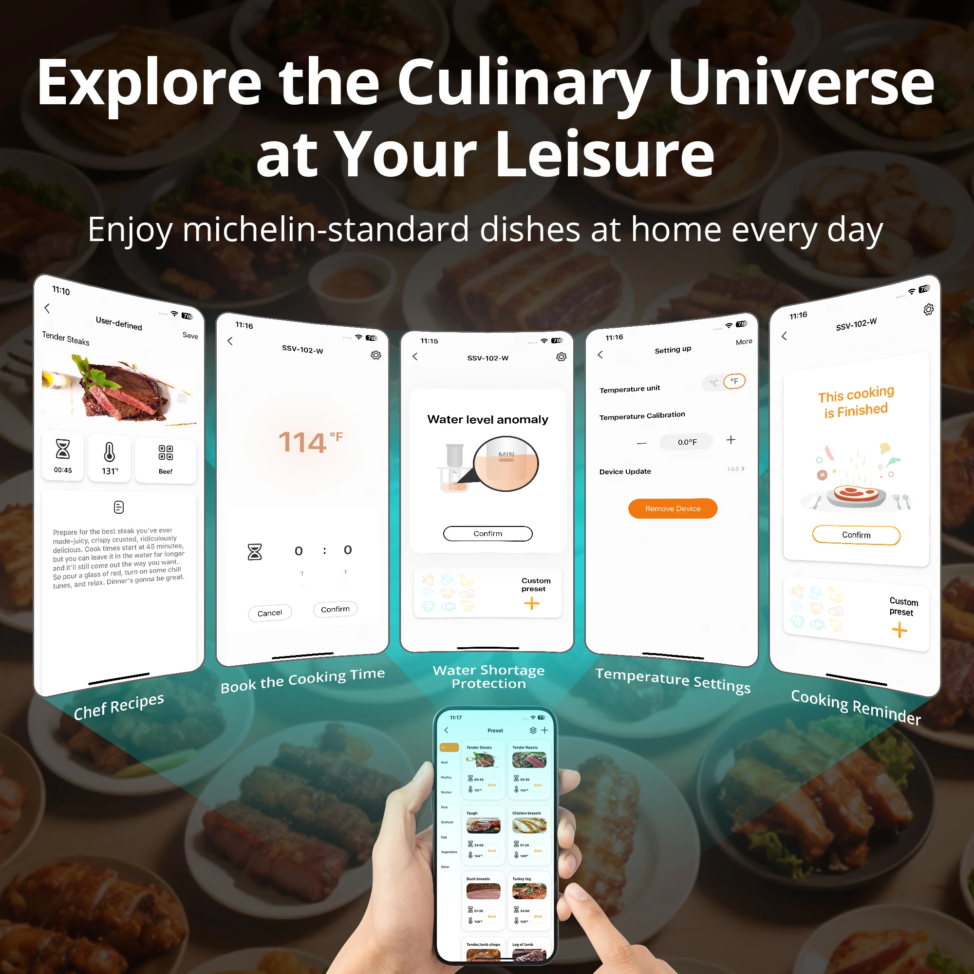 INKBIRD SSV-102-W 2.4G WiFi Sous Vide Machine 1000W Immersion Cooker with App Control, Precise ±0.1°C Temp, Timer & Booking image 4