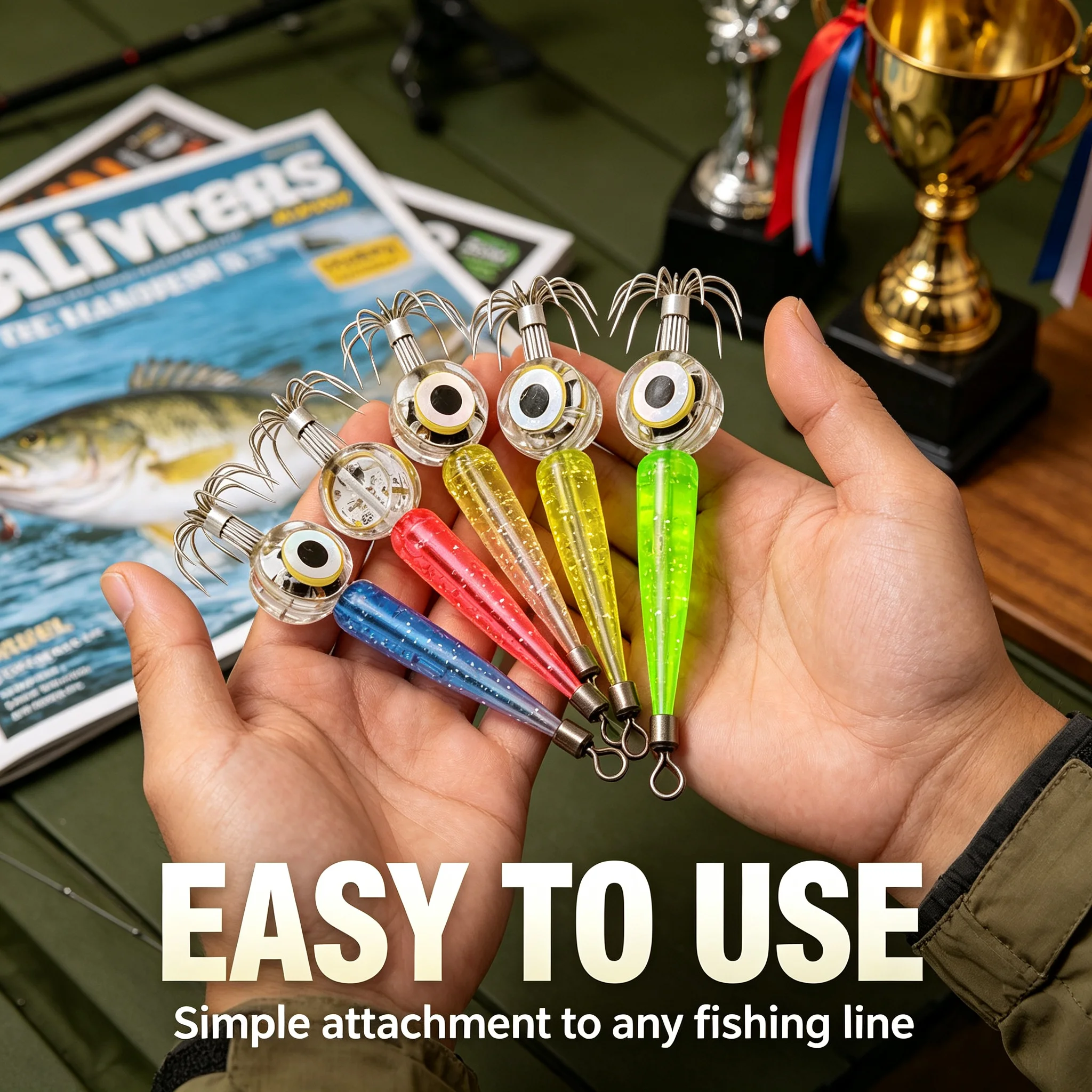 LED Light-Up Squid Jig Lure Multi-Color Illuminated Bait with Waterproof Sharp Stainless Steel Umbrella Hooks for Night Fishing