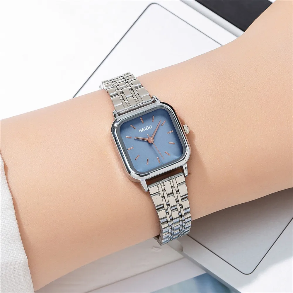 fashion small square dial women lady quartz steel watch