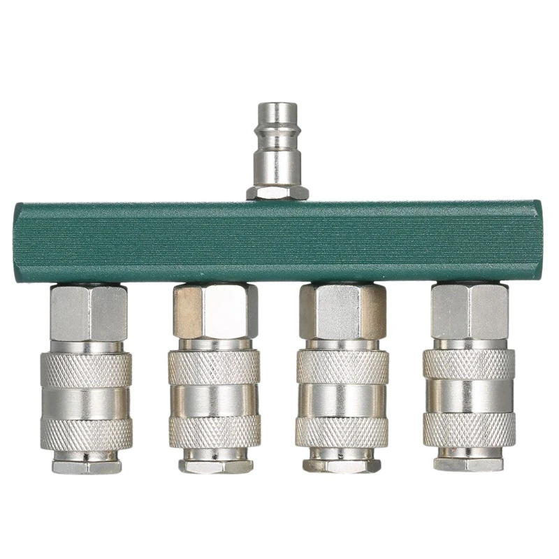 

1/4Inch PT 4-Way Straight Air Manifold Air Compressor Fitting Quick Connect Socket In Line Type Air Hose Splitter