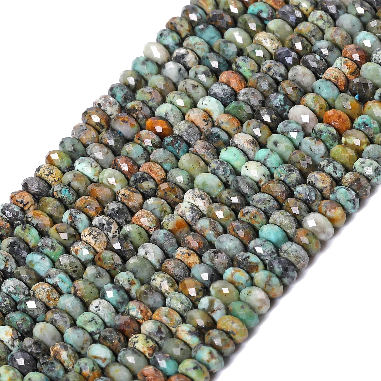Natural African Turquoise Stone Beads 4x2mm Faceted Flat Round Rondelle Shape Beads for Jewelry Making Diy Accessories