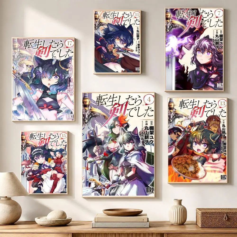 Anime Isekai Reincarnated Sword Poster High-definition waterproof stickers, suitable for home décor,holiday decorations