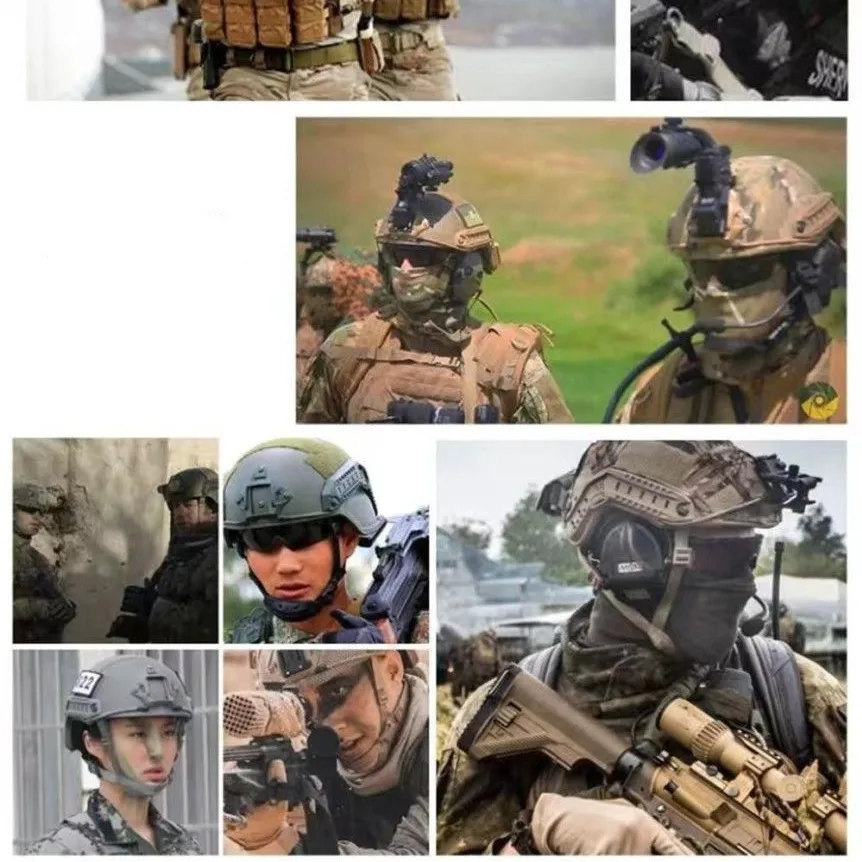 Tactical Helmet With Mask For Training CS Game Cosplay ABS Security Protection Hat With Multi-functional Guide Rail