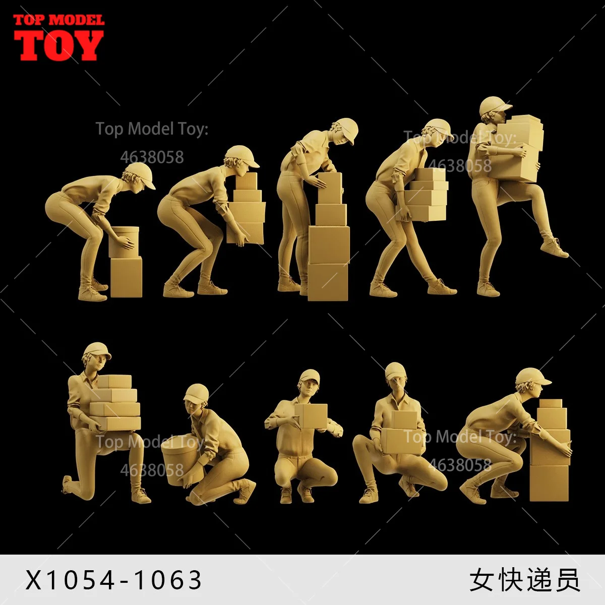 In Stock Unpainted Miniatures 1/64 1/43 1/35 Female Courier X1054 3D Print Scene Figure Dolls Model For Cars Vehicles Toys