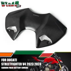 Motorcycle Carbon Fiber Battery Cover For DUCATI Streetfigher V4 V4S 2023 2024 Fairing Kits Plain Matte Fuel Tank Airbox Cover