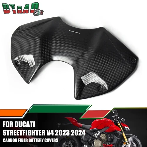 오토바이 탄소 섬유 배터리 커버, DUCATI Streetfiger V4 V4S 2023 2024 페어링 키트, 일반 매트 연료 탱크 에어박스 커버