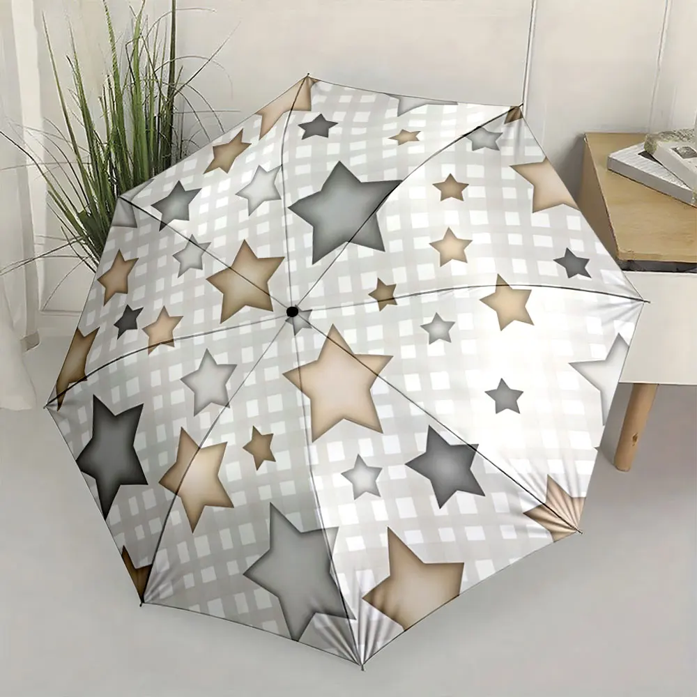 1PC Starry Pattern Umbrella for Style and Practical Use Print 8 Iron Ribs Folding Umbrella Auto-Open Fashion Sunshade