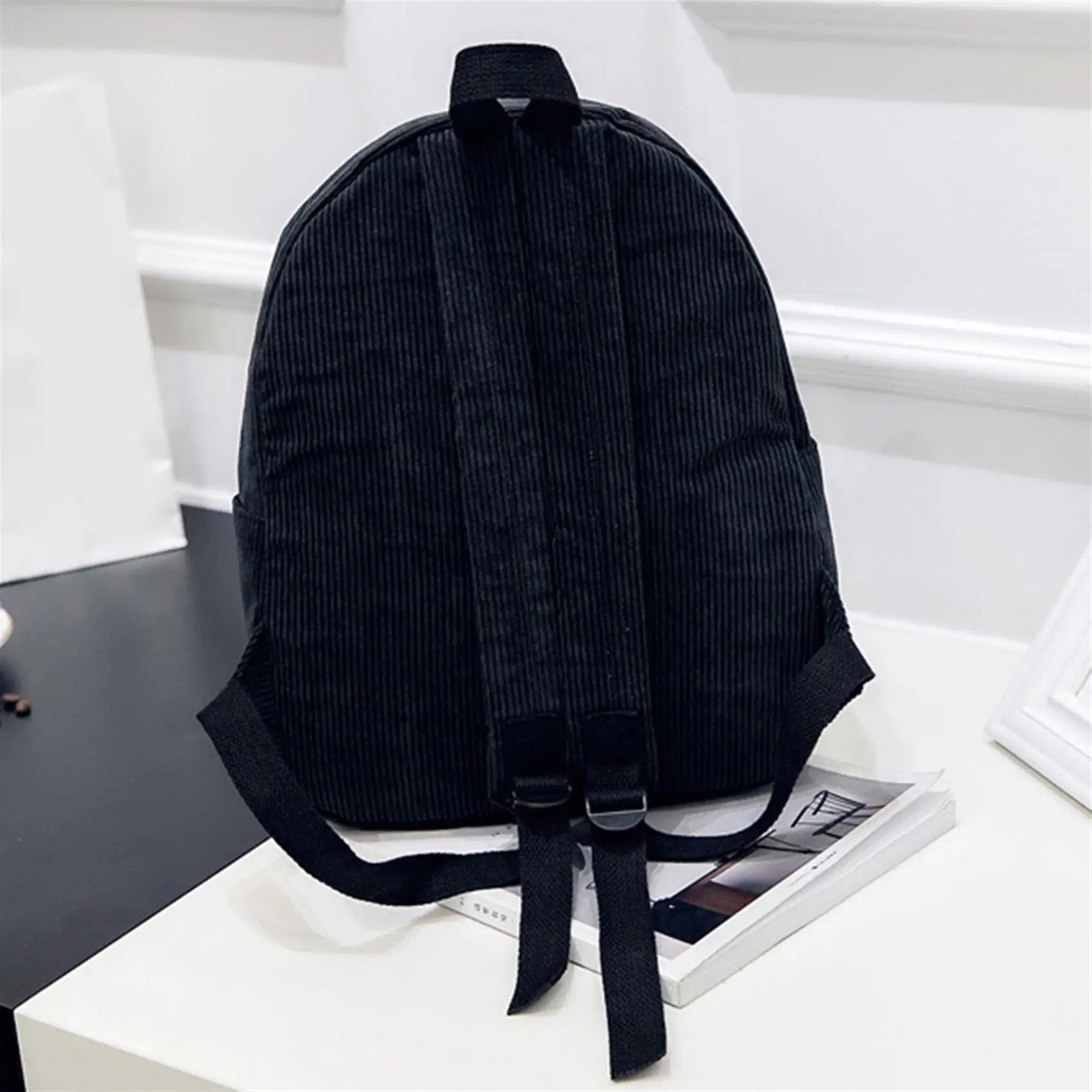 Corduroy Backpack Fashion Women School Backpack Solid Color Shoulder Bag Teenger Girl School Bags Female Backpack