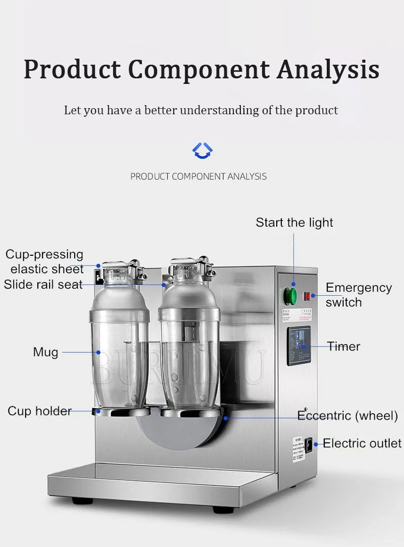 Milkshaker commercial automatique en acier inoxydable, machine à milk-shake, double standardisation, Bubble Boba Tea Clicks Mall