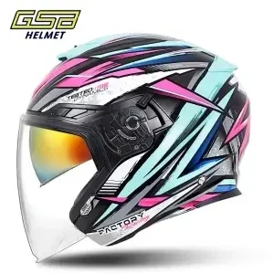 GSB 263Women Motorcycle Helmet Half Face Capacete Dual Lens Electric Motobike Casco Casque For Dukadi