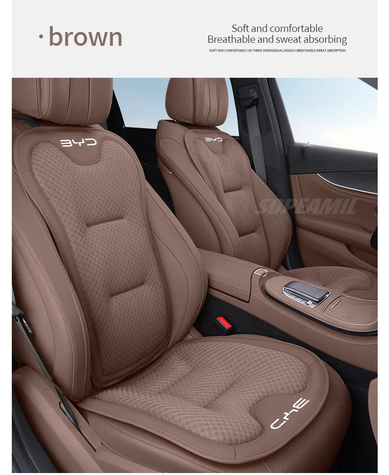 Atmungsaktiver Autositzbezug aus Eisseide, Sitzschutzauflage für BYD Ato 3, Fafengtang F3, E6, Yuan Song Plus EV, F0, Qinhan, Dolphin S6 – Detail 20