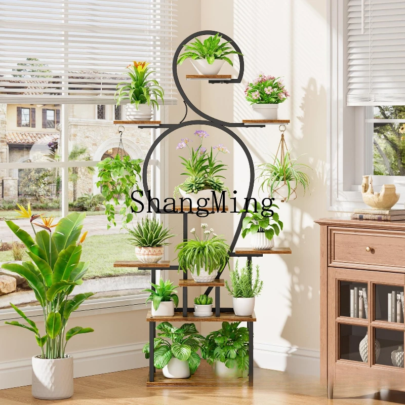 

SM metal flower stand balcony multi-layer space saving indoor living room wrought iron flower pot placement rack