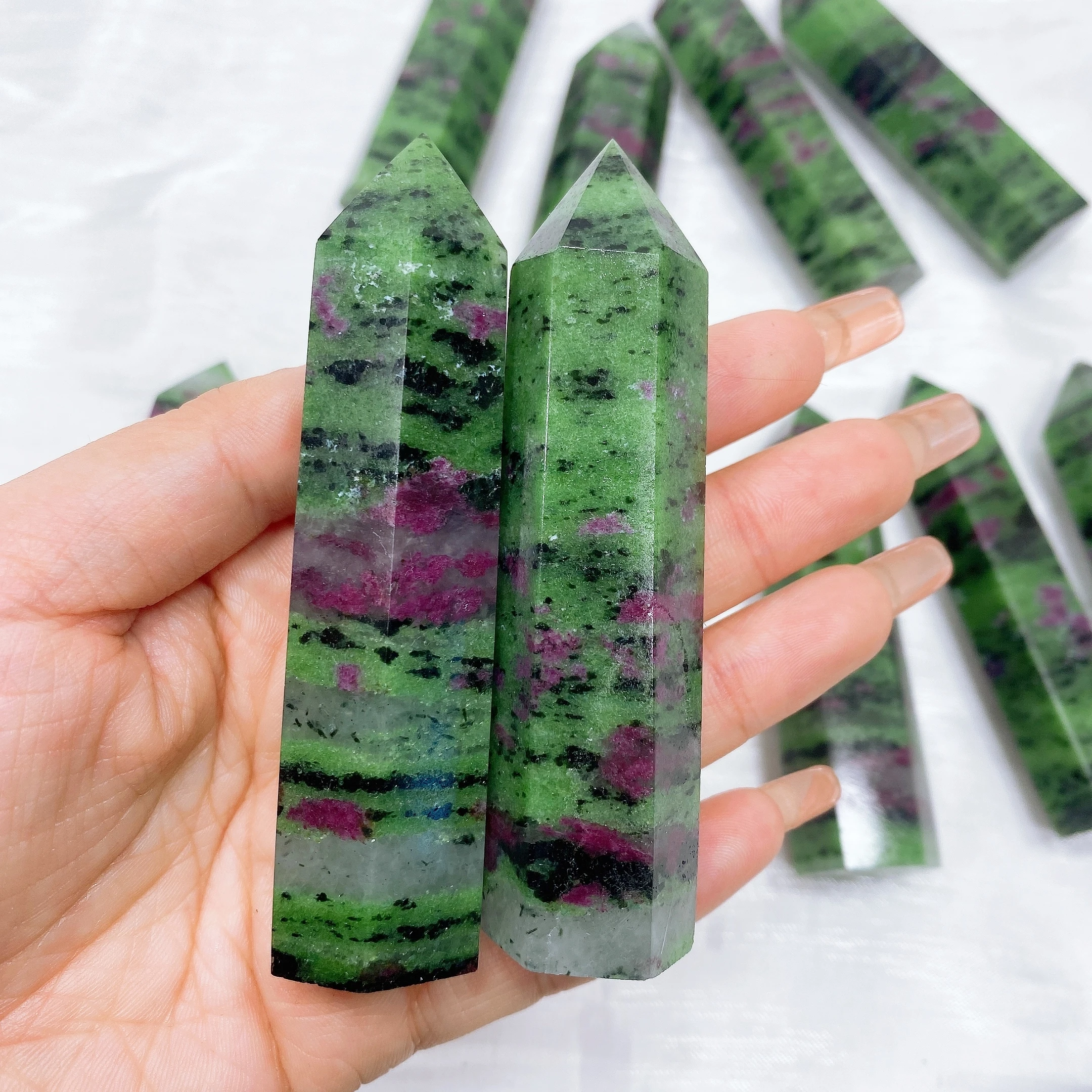 

3.6'' 1PC High Quality Natural Crystal Ruby Zoisite Tower Reiki Healing Stone Point Home Decor Gift For souvenir