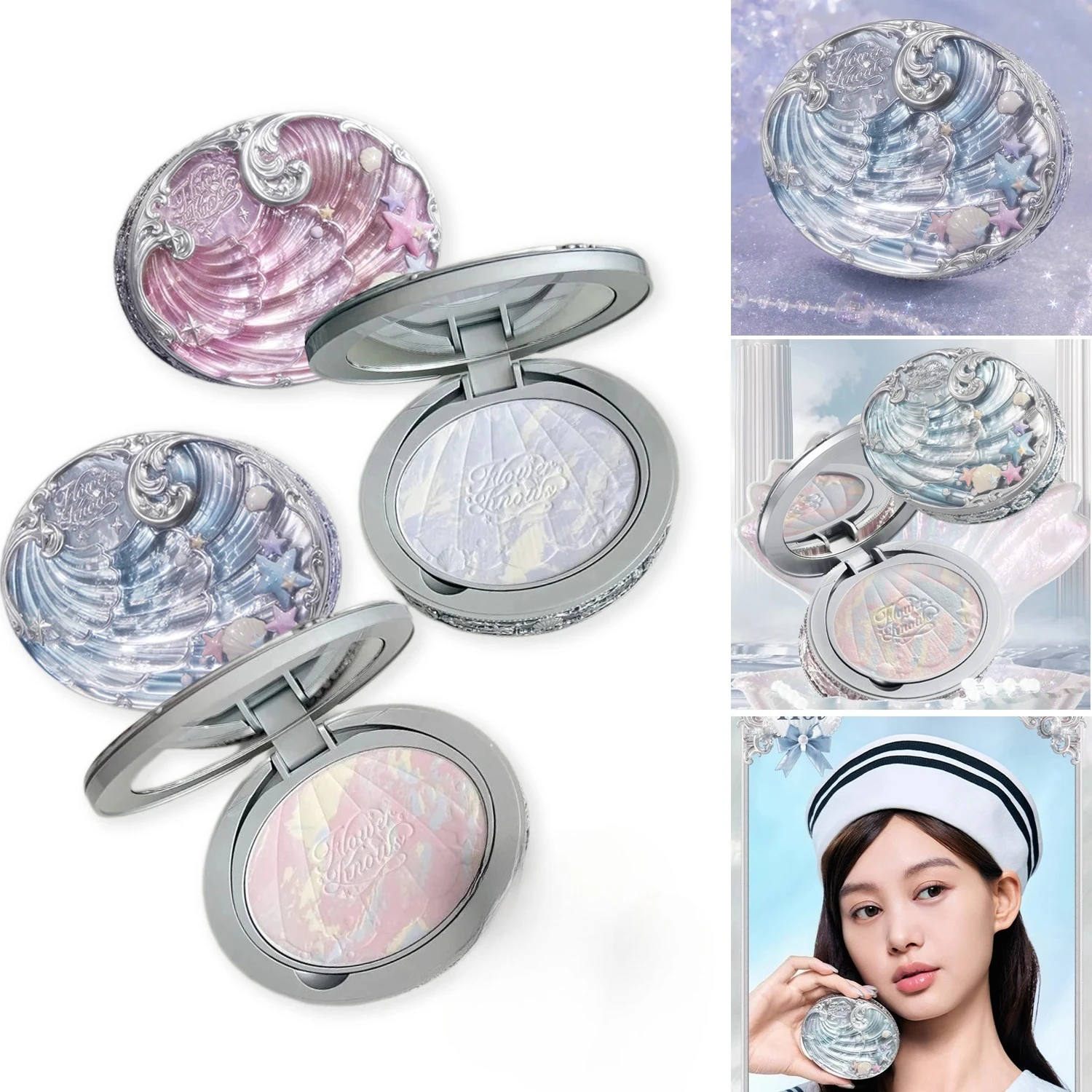 Flower Knows Shell's Jewel Baked Powder Setting Powder Long Lasting Matte Finish Oil Control Lightweight Blurring Face Makeup