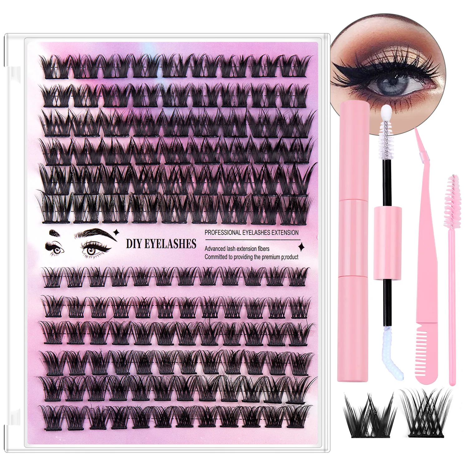 126 Rows/Boxes DIY 10mm--14mm soft & lightweight flexible durable reusale Lashes with Support customized