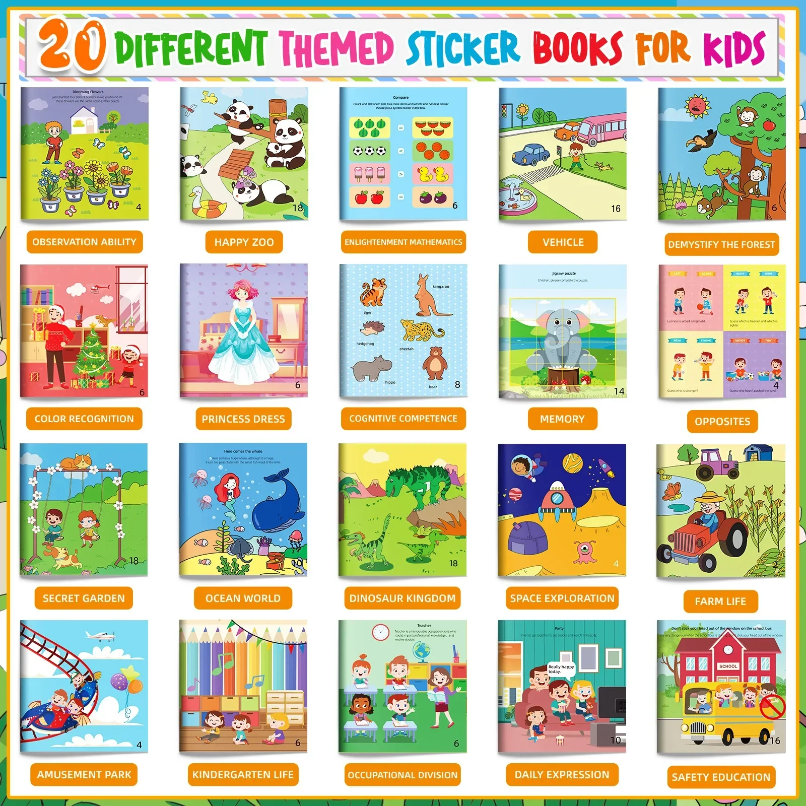 10/20 Volumes of New Sticker Book Focus Potential Development Stickers Children Enlightenment Baby Early Education Book