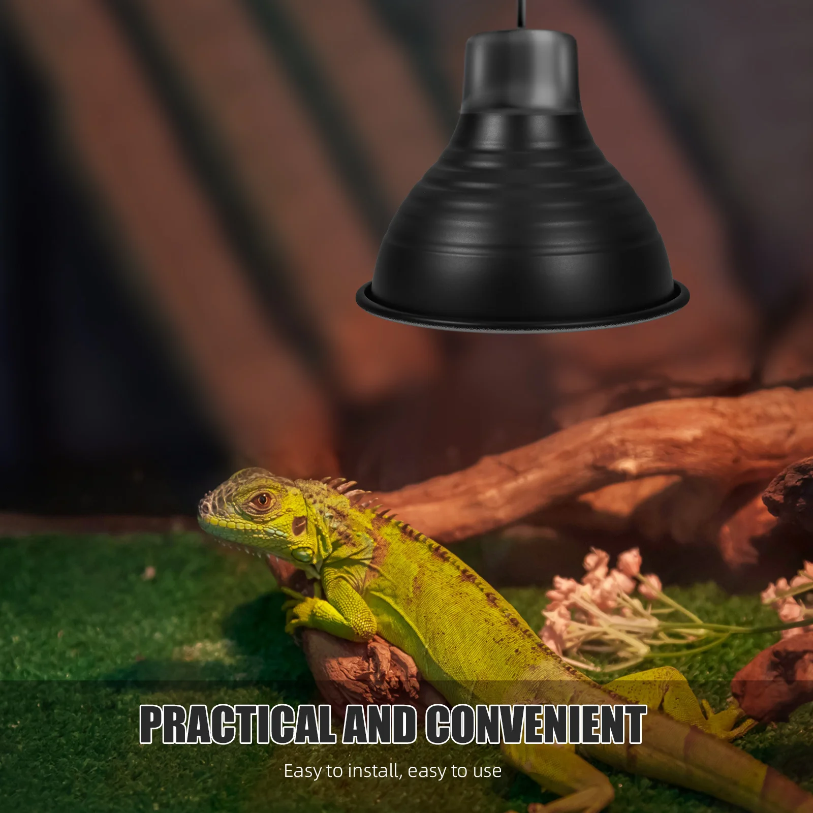 

Reptile Lampshade Protector with Reflective Iron Cover for Reptile Tank Accessory Heating Lamp Safety and Reduced Energy