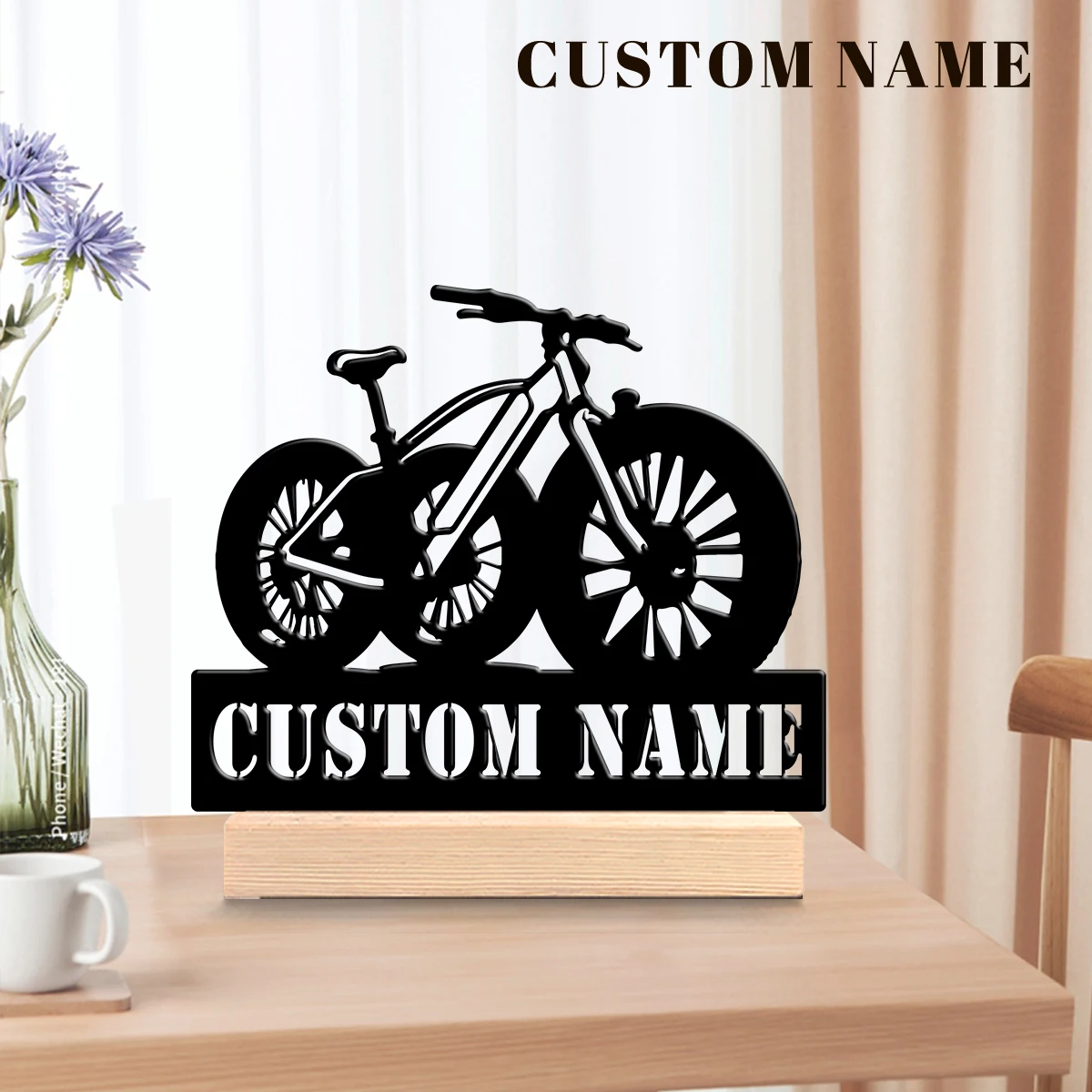1pc Metal Desktop Decoration Customizable Content With Wooden Base Holiday Gifts for Family and Friends