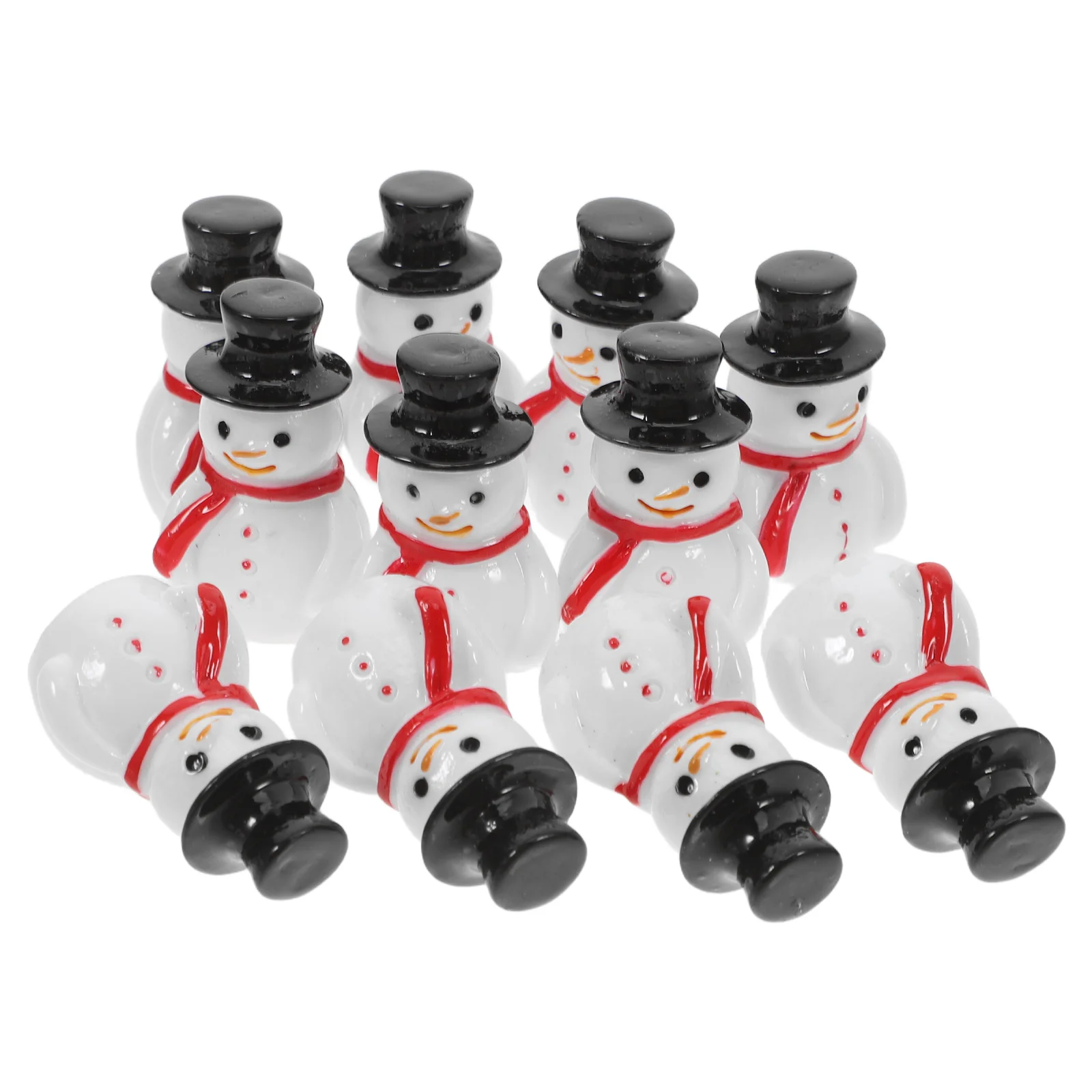 

50pcs Mini Snowman Resin Figurines Adorable Decorative Charms For Christmas Xmas Ornament Home Office Garden Decor