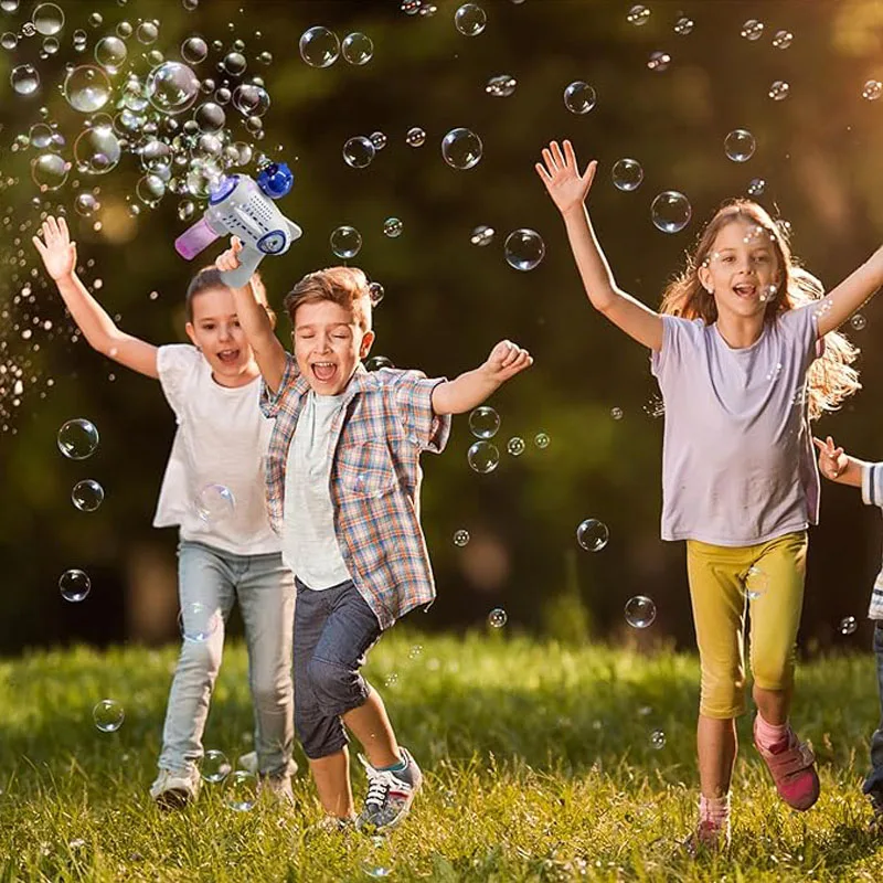 Pistola de Bolhas Infantil com Luzes Coloridas, Brinquedos Infantis, Presente de Aniversário, Cinza, Favores de Festa, Presente de Páscoa, Diversão, Meninos, Meninas