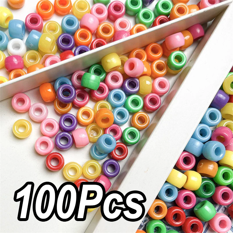 100/2000Pcs Pony Beads Set Fashion Kandi Beads Large Hole Plastic Beads for Crafts, Jewelry Findings Accessories Supplies