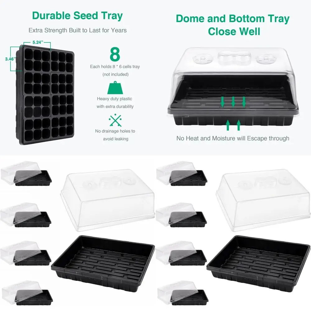 

Набор из 5 лотков для рассады с 5 прозрачными куполами для проращивания, размножения и выращивания растений, общая вместимость 240 ячеек