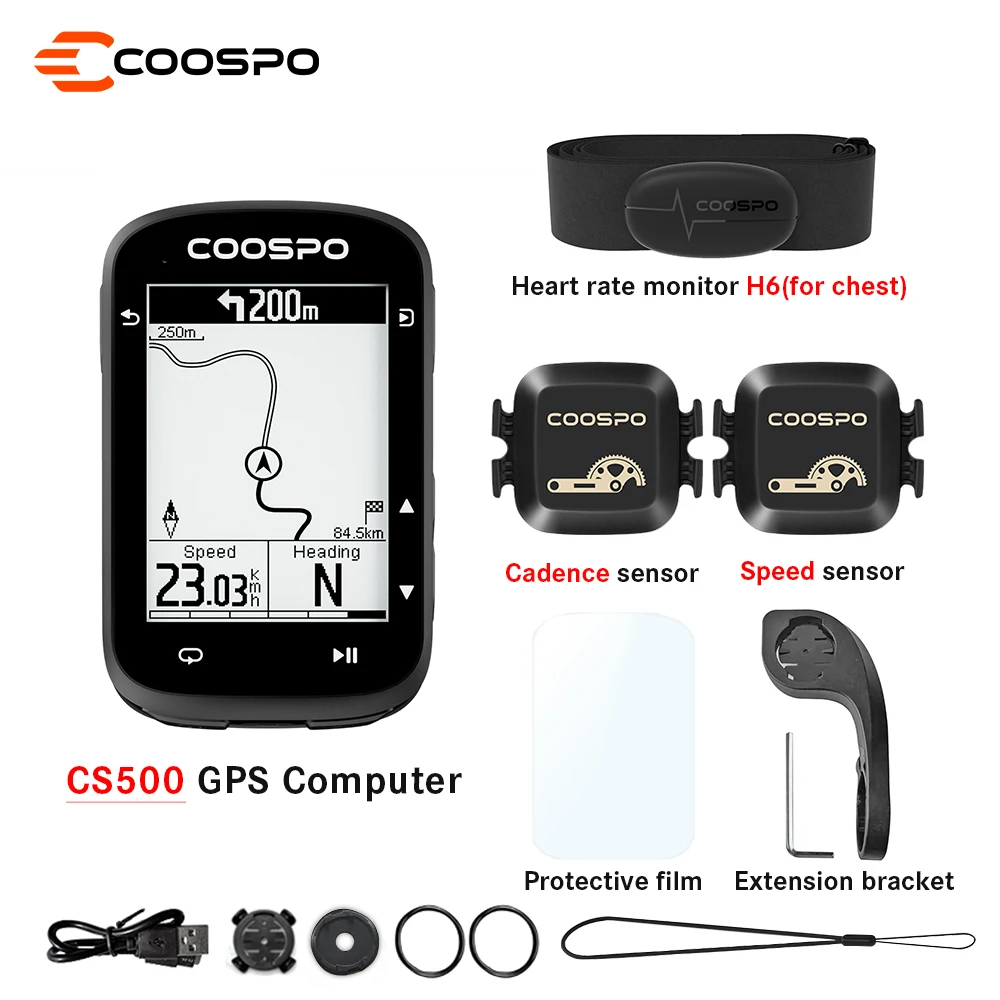 Coospo Cs500 Bike Computer Gps Route Navigatie Bluetooth5.0 Cycling Odometer Draadloze Fiets Snelheidsmeter Cyclus Stopwatch Ant +