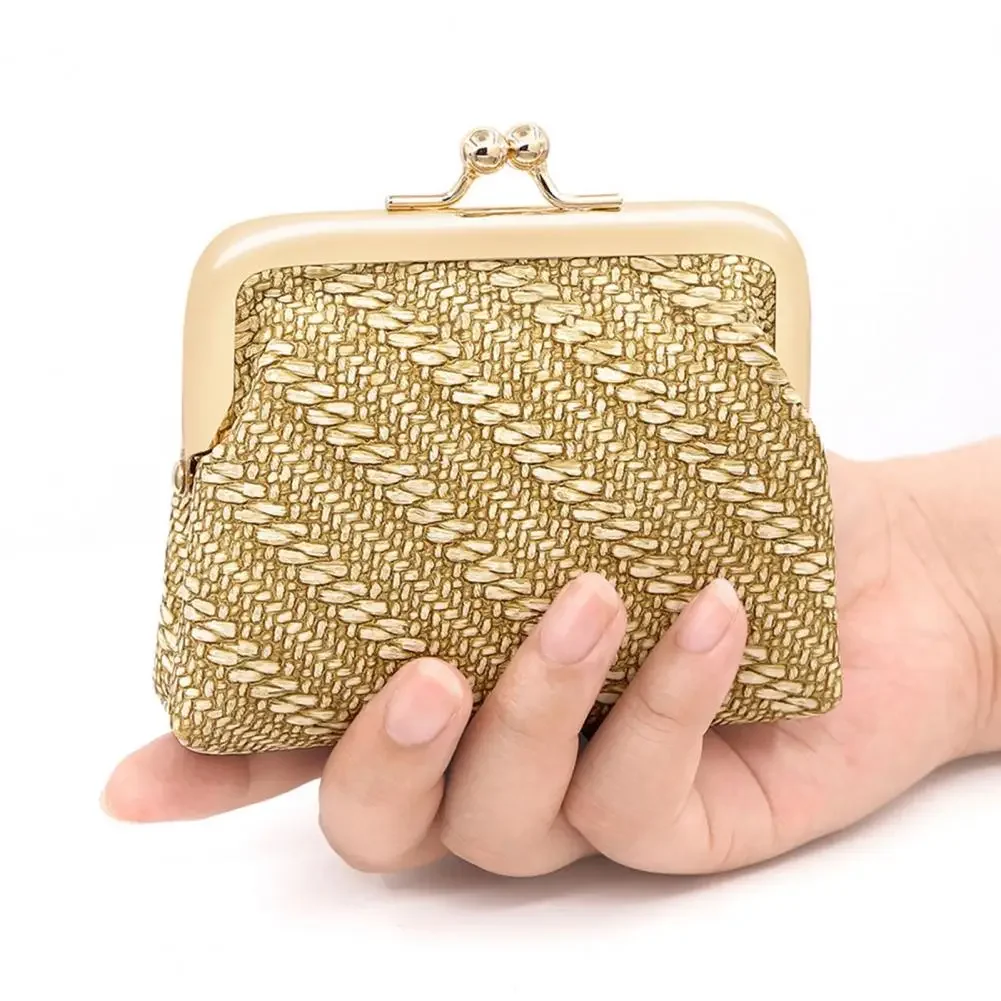 

Винтажная вязаная сумка-кардхолдер с металлическим каркасом, портативный многофункциональный кошелек для монет, милая сумка-клипса для хранения наушников и карт