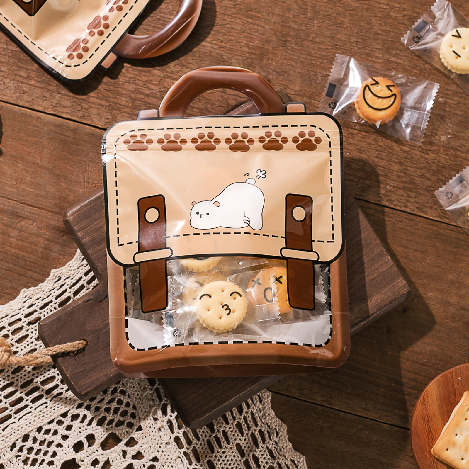 StoBag Cartoon trasparente Stand Up Packaging Tote Bag cottura snack biscotti Toffee Candy Snowflake sacchetti a chiusura lampo croccanti vuoti