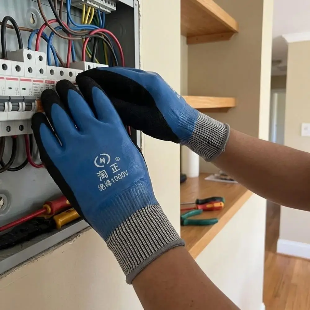 Withstanding Voltage 1000 V Electrician Insulating Gloves Anti Slip Rubber Safety Protective Gloves Anti-shock Wear-resistant