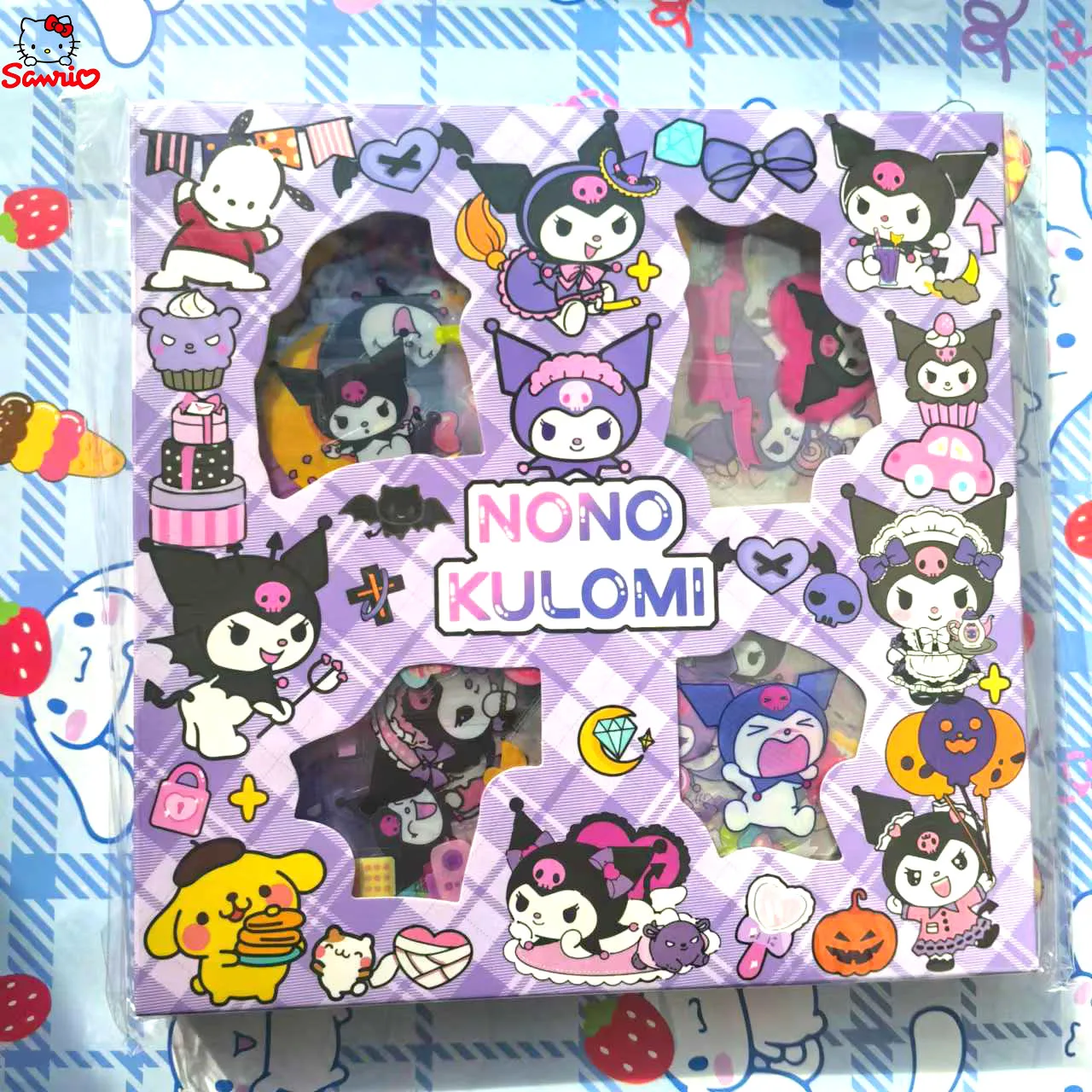 100Pcs Sanrio Kuromi Melody Cinnamoroll PET Transparent Waterproof Stickers Cartoon DIY Stationery Hand Ledger Sticker Gift Box