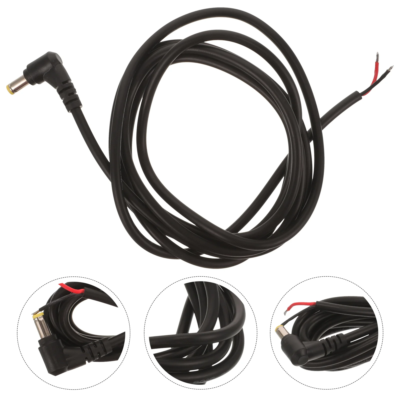 Power Cable Cord Dc Male Plug Jack Bare Wire Snowmobile Heated Shield Black Visor