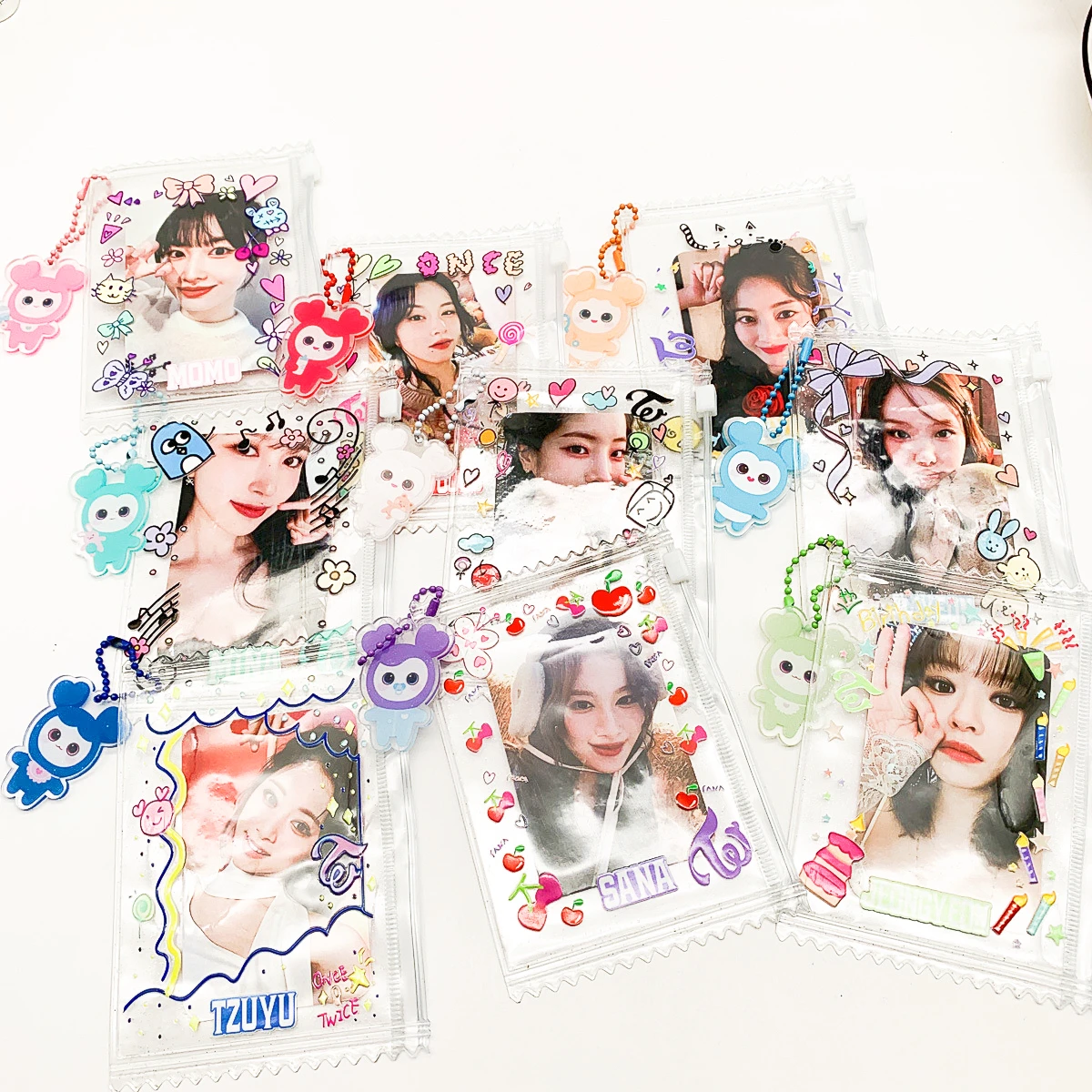 Idol-tarjetero pequeño con diseño creativo (tarjeta no incluida), bolsa decorativa para tarjetas de 12,7x9cm, estuche para tarjetas, almacenamiento de fotos, Nayeon Jeongyeon Momo Sana Jihyo Mina Chaeyoung Tzuyu Kpop