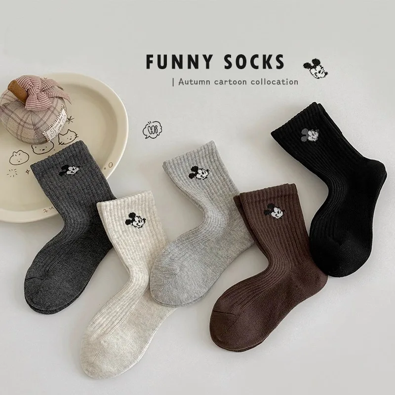 

Men's Socks: Spring and Autumn Seamless Mid-Calf Cartoon Mickey Mouse Trendy Cotton Socks for Autumn