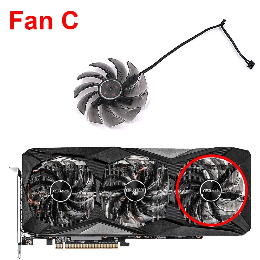 Imagem -06 - Ventilador Gráfico 85 mm Cf9010h12s para Asrock rx 6600xt 6600 6700 xt 6800 Challenger Pro oc Resfriamento da Placa de Vídeo