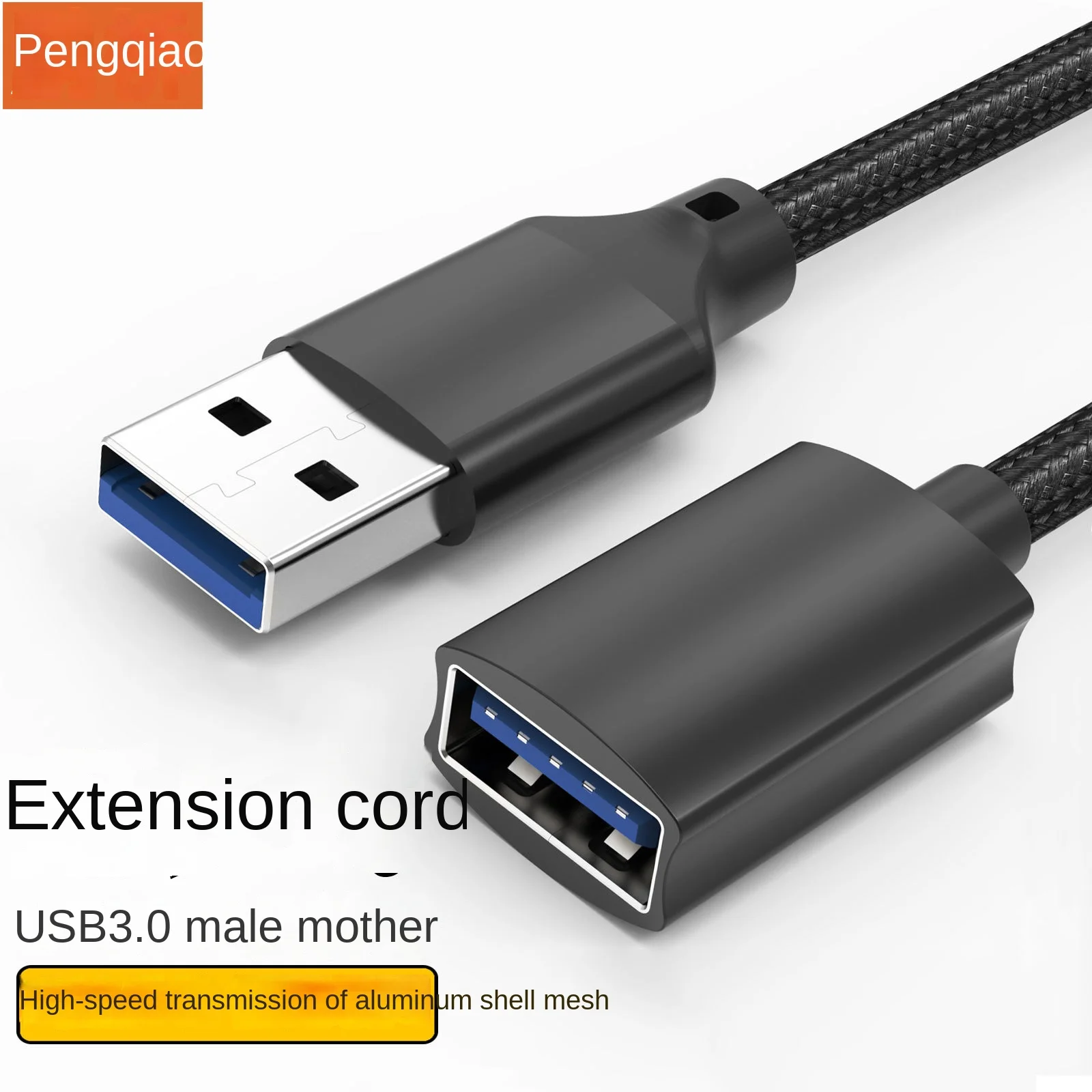 USB 3.0 extension cable for high-speed data transfer between male and female, USB flash drive, keyboard, and printer cable