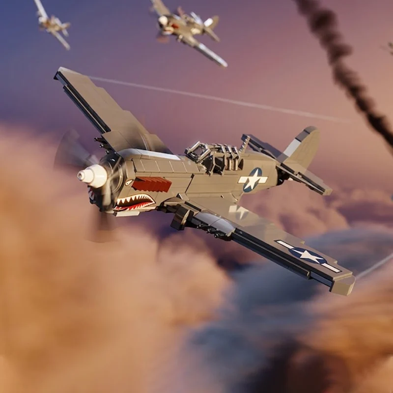 

P-40N Military Fighter Jets Model MOC Building Bricks War Equipment Modular Technology Gifts Holiday Assemble Children Toys Suit
