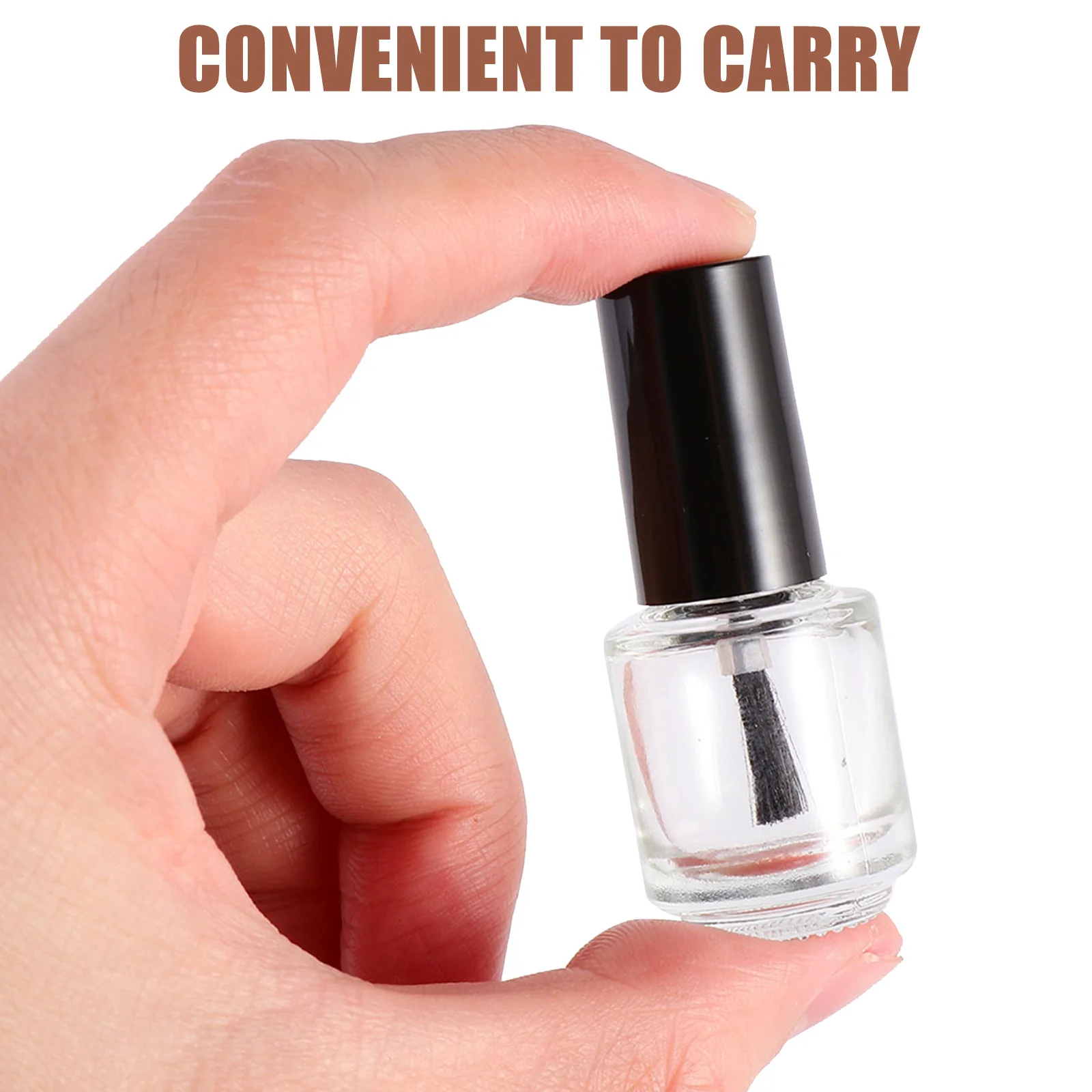 

20Pcs Empty Nail Container Transparent Glass Nail Bottle with Brush Black Cap for DIY Polish Repackaging and Liquid Storage