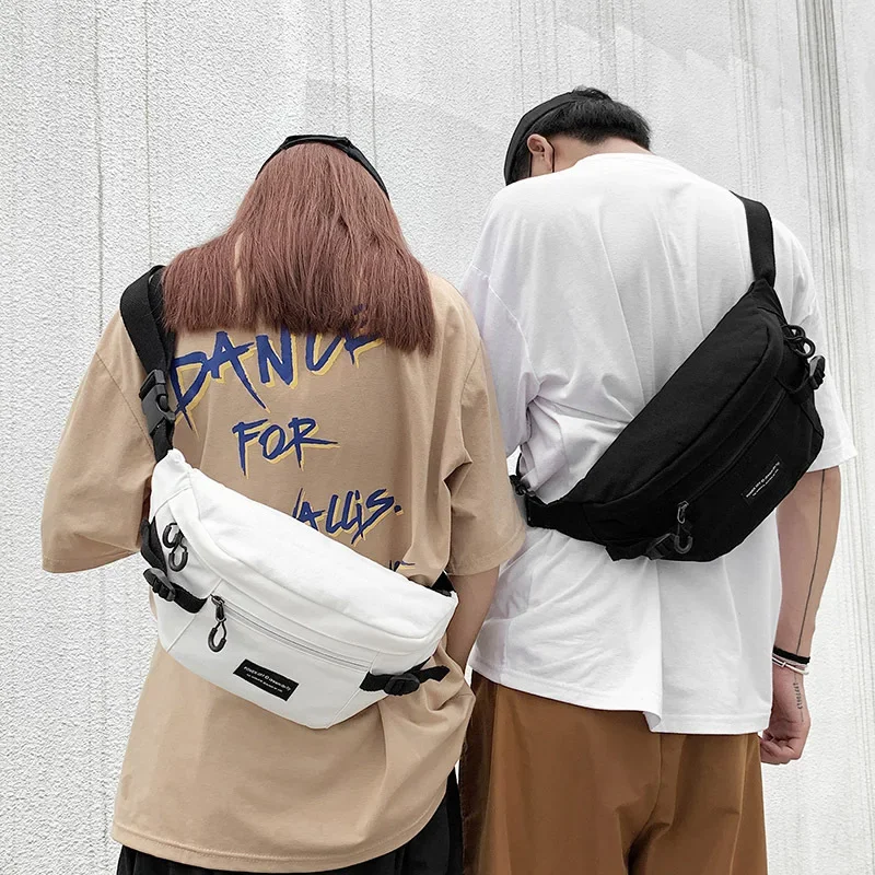 Canvas Big Casual Waist Bag Unisex Fanny Pack Streetwear Chest Bag Hip Hop Banana Bags High Quality Outdoor Big Belt Waist Packs