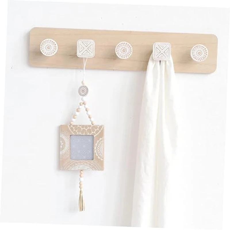 Wall Mounted Coat Rack,Entryway Hanging Coat Rack,Wood Coat Rack With 5 Hooks Rail For Coat, Scarf, Bag, Towel Easy To Use