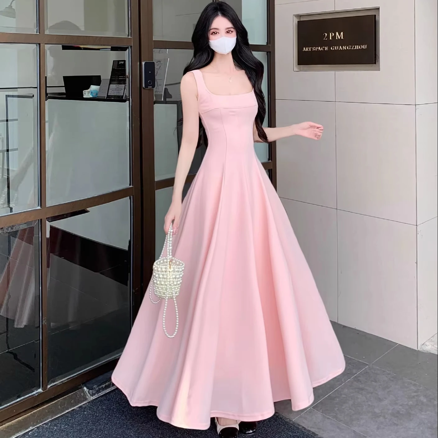 Elegante vierkante kraag mouwloze avondjurken sexy beroemdheid lange jurk prachtige hoge kwaliteit prom feestjurken op maat