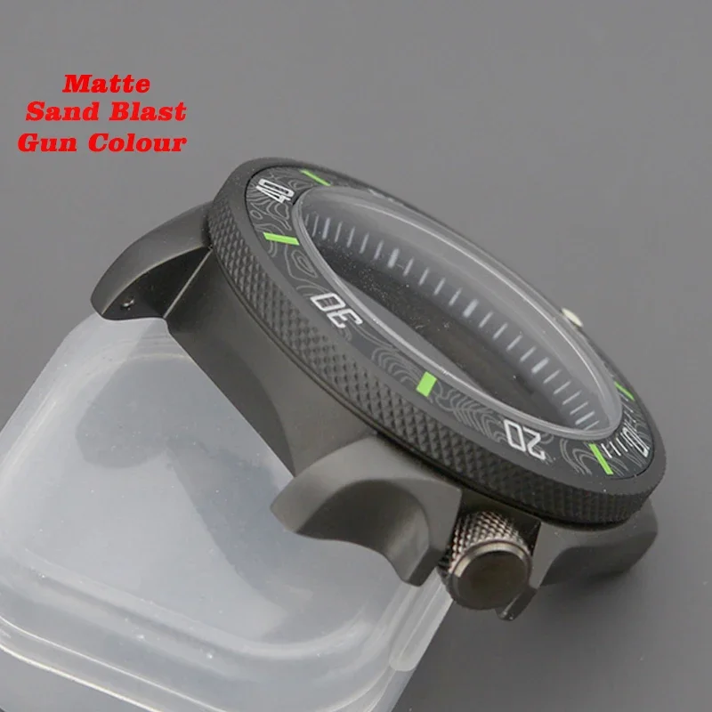 Mod Gun Colour Sand Matte Sapphire Glass Watch Case Fit NH34 NH35 NH36 Movement Stainless Steel SKX009 SKX007 Watch Case