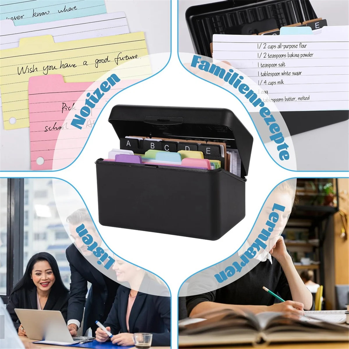 

Index Card Holder Set,Index Box with 230 Assorted Flashcards, Colourful Lined, 6 Rings and Stickers Perfect for School HOT