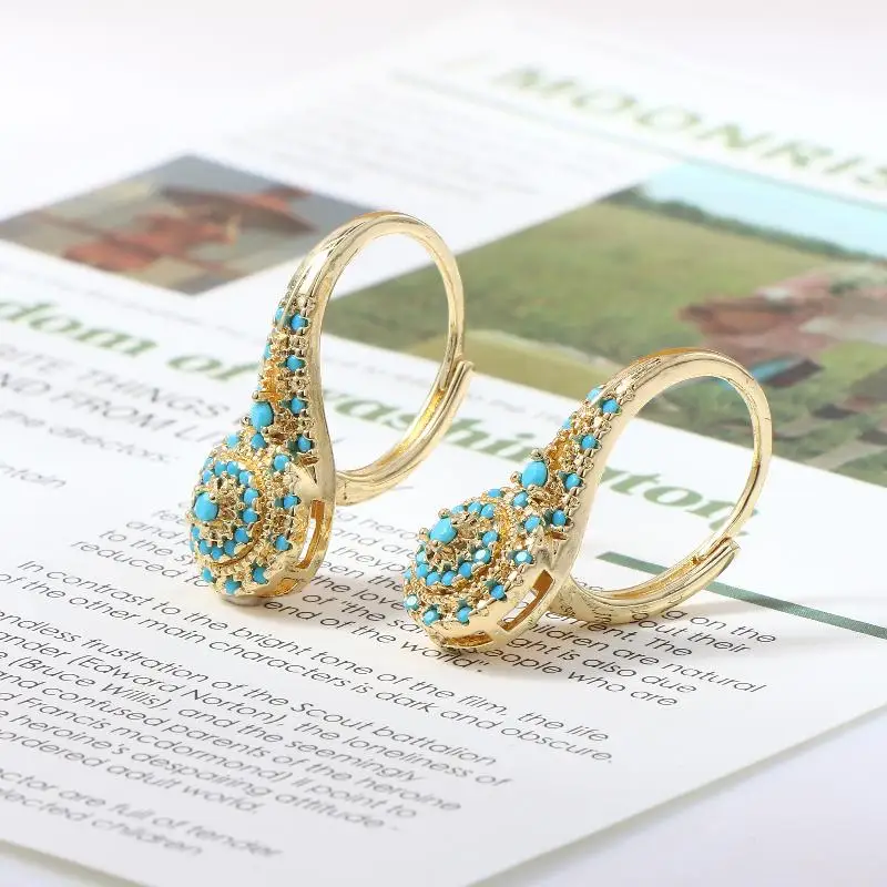 【F】1Pair Ladies Elegant Fashion Turquoise Earrings For Daily Casual Or Formal Occasions Ethnic Style Creative Jewelry Gift