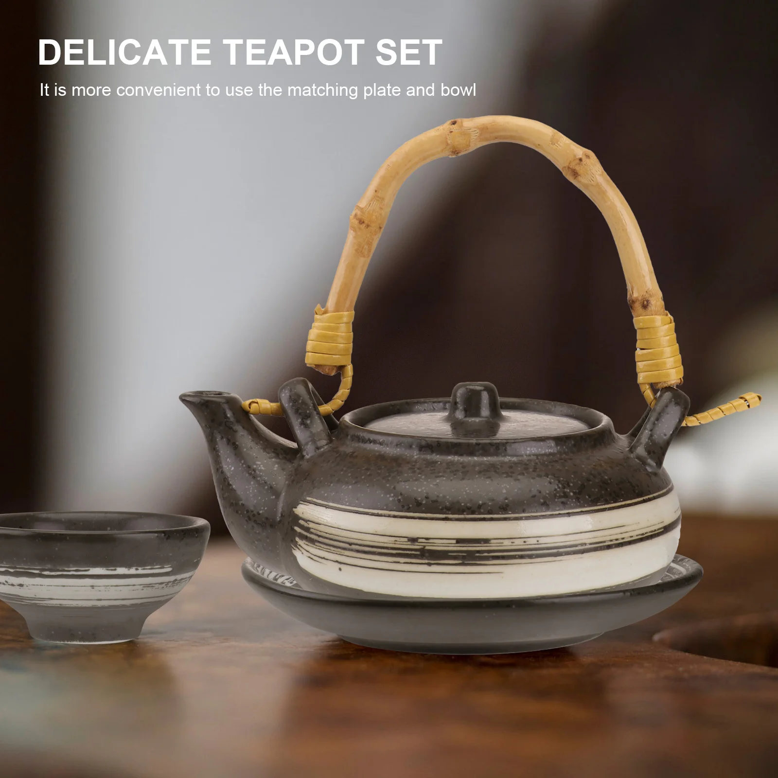

1 Set Retro Design Ceramic Seafood Soup Pot Teapot With Handle For Home Restaurant Tea House Kitchen Tableware Practical Tea Set