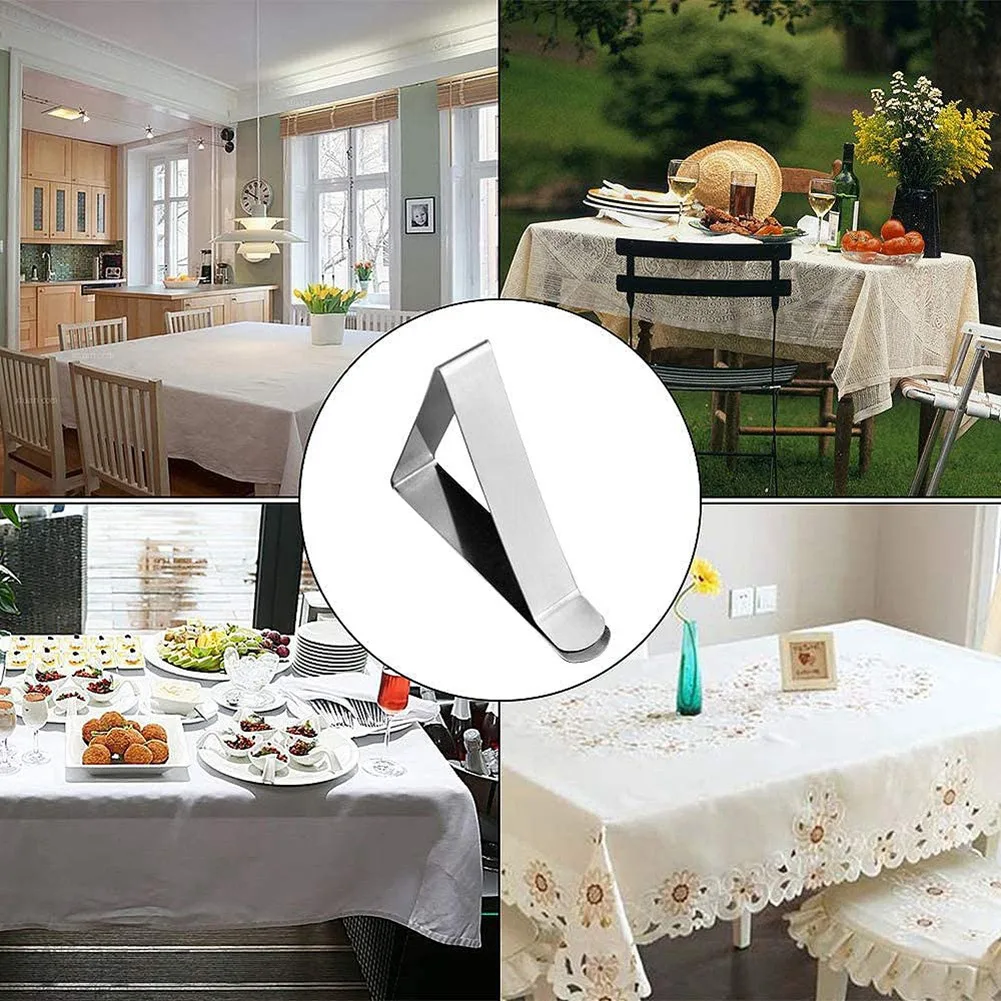 24 Pcs Stainless Steel Tablecloth Clip,Non-Slip Adjustable Table Cover Clamps Clip Table Cloth Holders For Party Picnic